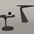 Modern Black Side Tables With Unique Curved Base And Decorative Book 3d model