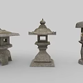Traditional Japanese Stone Lanterns In Various Styles With Carved Patterns And Illuminated Glow