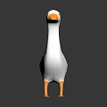 Cute White Duck Toy With Orange Beak And Orange Feet On Dark Surface
