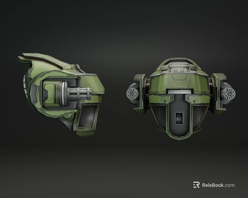 Smart Machine Green Helmet Design With Mechanical Components And Structural Details 3d model
