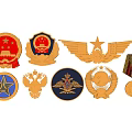 Variety Of Decorative Badges With Gold Star Wing And Multicolored Pattern Designs