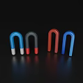 Colorful Decorative Ornament Set with U Shaped Magnets Blue Gray Red on Black Background