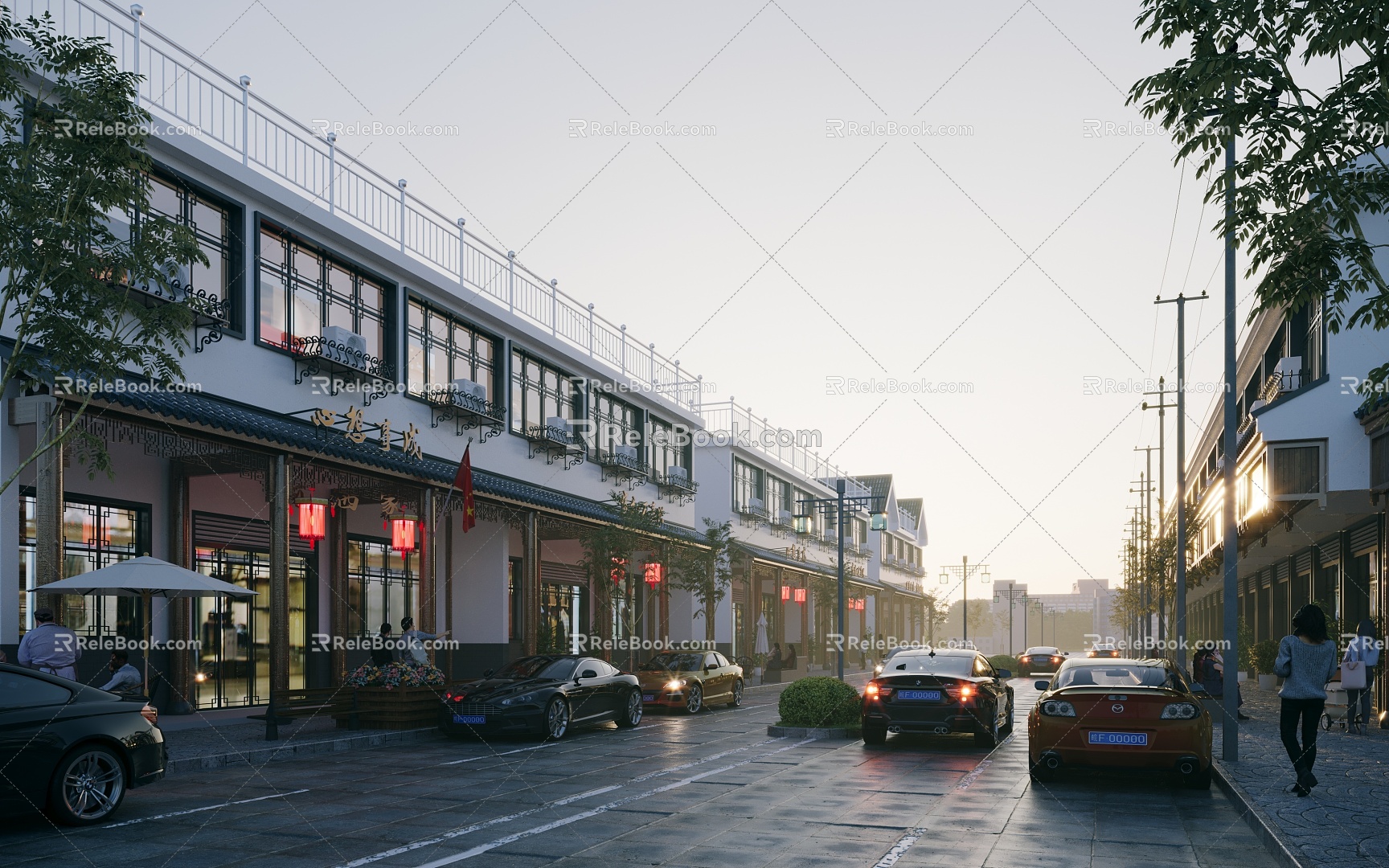 New Chinese Commercial Street Township Commercial Street 3d model