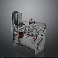Industrial Mechanical Equipment With Metal Structure Control Panel And Pipes