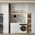 Cream wind balcony washing machine cabinet SU model 3d model