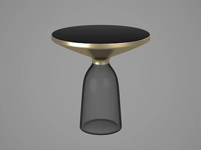 Modern Round Coffee Table With Black Top Gold Edge And Glass Base Design 3d model