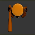 Orange Cartoon Character With Large Eyes Smiling Face Arms Legs Feet Holding Small Object