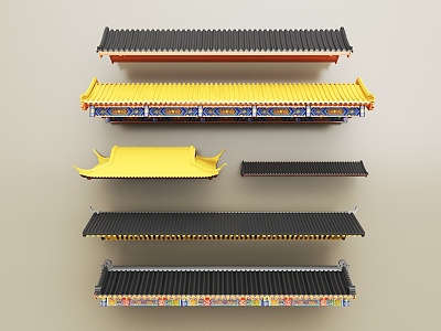 Chinese roof ancient building roof ancient building eaves cornices roof tile building components 3d model