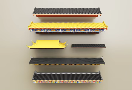 Chinese roof ancient building roof ancient building eaves cornices roof tile building components 3d model
