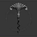 Decorative Metal Corkscrew Hardware Tool With Scalloped Top And Twisted Spiral Design