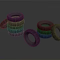 Stacked and Scattered Rubber Tires Collection on Gray Background Surface