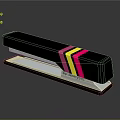 Black Stapler With Pink Yellow And Black Stripes On Reflective Surface 3d model