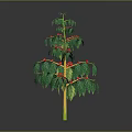 Lush Coffee Plant With Green Leaves And Red Berries On Yellow Stem