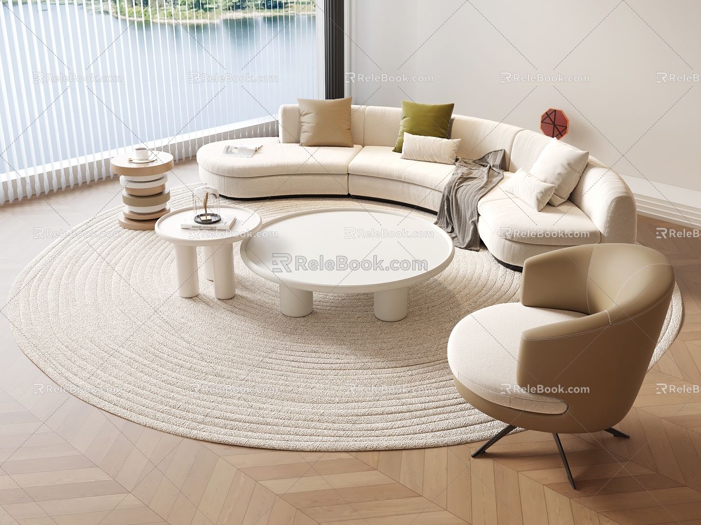 Sofa Sofa Combination Arc Sofa Shaped Sofa Single Sofa Coffee Table 3d model