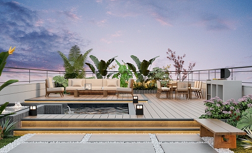 Modern Roof Courtyard 3d model