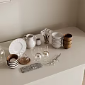 Modern kitchen tableware bowl plate knife and fork combination tableware combination 3d model
