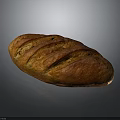 Freshly Baked Golden Brown Striped Bread With Crusty Exterior On Dark Background