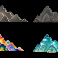 Colorful Mountain Design Photo Check In Spot With Gradient And Cloud Decorations