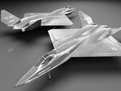 Two Modern Silver Military Fighter Jets With Sleek Exterior Design And Details 3d model