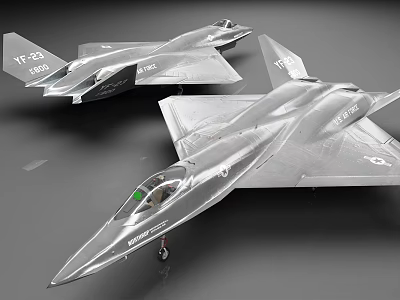 Two Modern Silver Military Fighter Jets With Sleek Exterior Design And Details 3d model