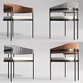Modern Leisure Chair Design With Metal Frame Brown Back And White Fabric Seat