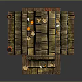 Wooden Food Cart With Red Lanterns Bowls Jars And Daily Living Items