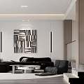 Modern Duplex Living Room Design With Marble Island And Lights