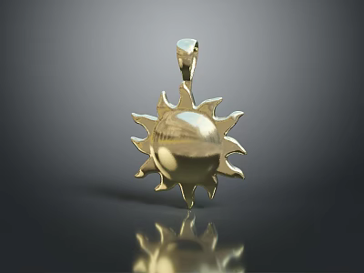 Golden Sun Shaped Pendant With Elegant Design Fashionable Jewelry Accessory For Clothing 3d model