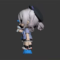 Game Anime Character Dolls With Twin Ponytails Blue Striped Outfit And Detachable Blue Parts