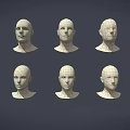 Game Film Character Head Models for Man Woman with High Mid Low Very Low Poly