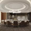 Luxurious Private Dining Room With Round Table And Art Decor 3d model