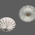 Textured Paper Lantern Ceiling Lights With Warm Glow On Gray Wall 3d model