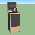 Modern Home Appliance Storage Cabinet with Coffee Maker and Cups in Black Gold Design