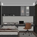 Modern Italian Tatami Bedroom Wardrobe Desk Chair Carpet Computer 3d model