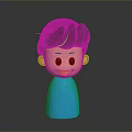 3D Cartoon Boy Character With Short Black Hair Blue Outfit And Smiling Expression
