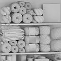 Ornamental Decor Collection With Yarn Balls Fabric Storage Jars And Sewing Tools
