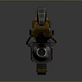 Futuristic Sci Fi Weapon Design With Brown Black Body And Red Glowing Elements