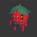 Strawberry Themed Decorative Children's Furniture With Red Body Green Leaves And Blue Bow Tie Design
