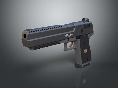 Modern Tactical Handgun Featuring Ventilated Barrel Ergonomic Grip Orange Trigger And Emblem 3d model