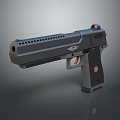 Modern Tactical Handgun Featuring Ventilated Barrel Ergonomic Grip Orange Trigger And Emblem
