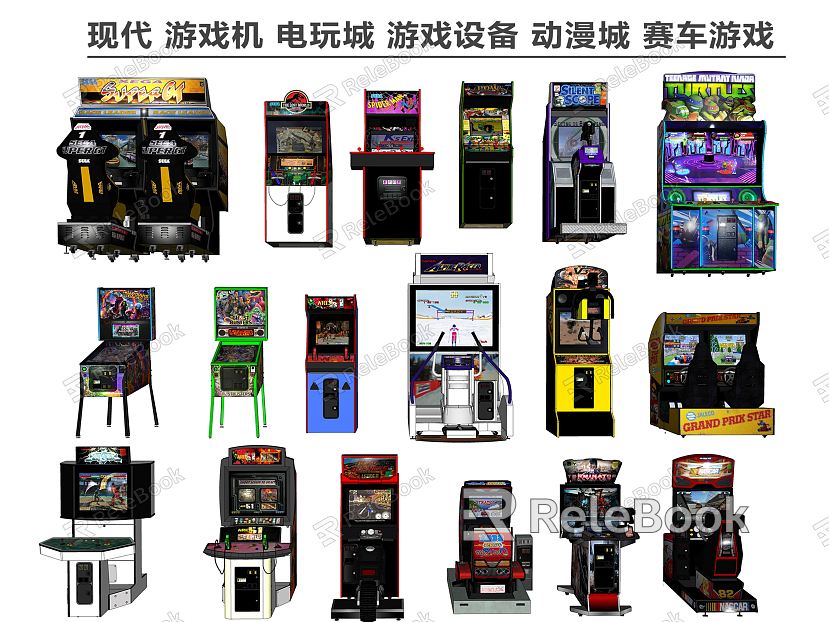 Modern game machine video game city game equipment anime city racing game model