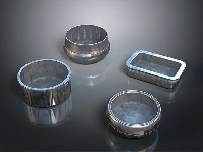 Stainless Steel Household Storage Containers With Round And Rectangular Shapes For Home Organization 3d model