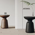 Modern artemide Side Table Solid Wood Side Round Small Coffee Table Vase 3d model