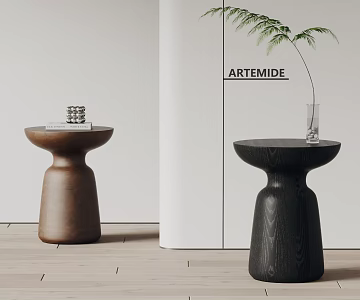 Modern artemide Side Table Solid Wood Side Round Small Coffee Table Vase 3d model