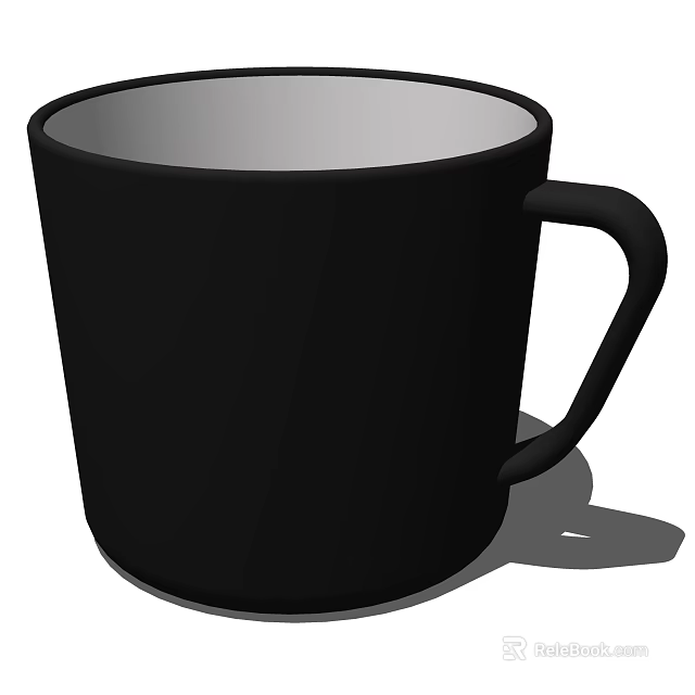 Black Ceramic Mug with Handle for Daily Coffee and Tea Use 3d model 