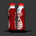 Bifidus 2 Percent Natural Yogurt Drinks in Red Cap Bottles on Black Tray