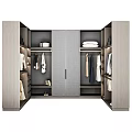 Modern Wardrobe Interior Design With Hanging Clothes Folded Items And Shoe Storage