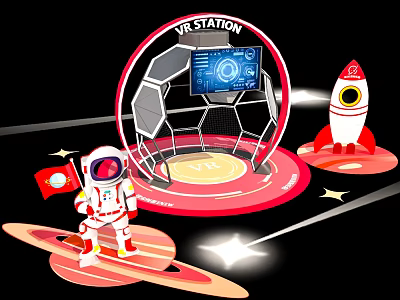 VR Station Commercial Equipment With Interactive Screen For Immersive Space Themed Experience 3d model