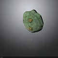 Green Textured Weapon With Two Golden Circular Elements And Surface Details