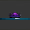Purple F1 Race Car Model on Blue Circular Platform with Transparent Glossy Design